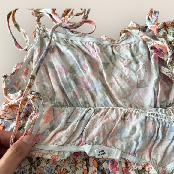 Lucy Star | Smocked Floral Peplum Top | Size L - Picture 6 of 8